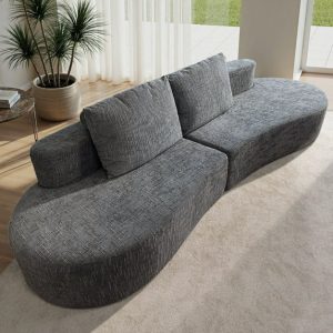 98" Half Moon Sofa Oversized Curved Couch, 38 Inch Extra Deep Seating Upholstered Sofa for Living Room